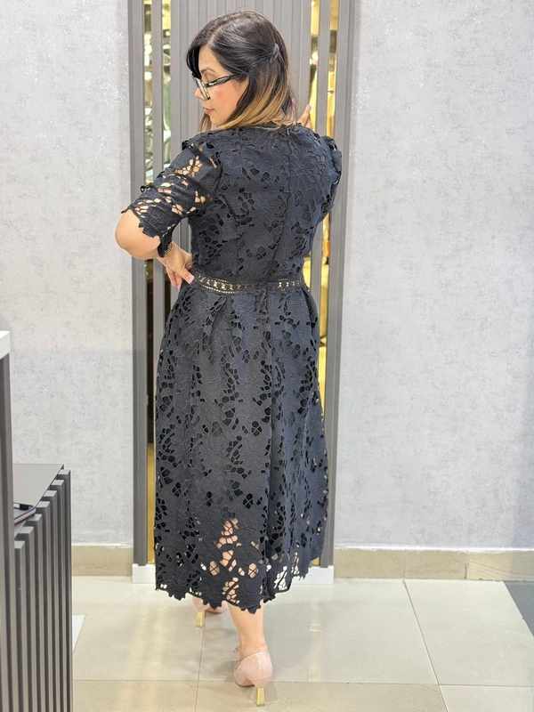 SKU  1923 Beautiful Hakoba Dress - Free Size M To XL, Black