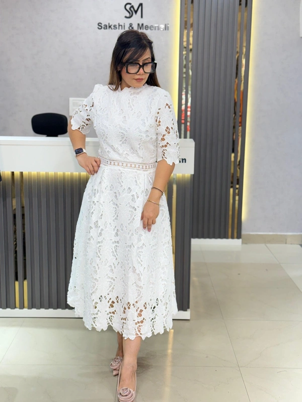 SKU  1923 Beautiful Hakoba Dress - Free Size M To XL, White