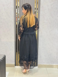 SKU  1921 Beautiful Shirt With Lace Collar  - Free Size M To XL, Black