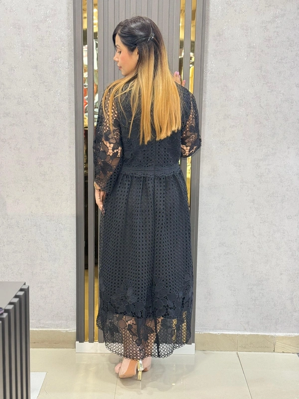 SKU  1921 Beautiful Shirt With Lace Collar  - Free Size M To XL, Black