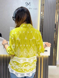 SKU  1912 Elegant Shirt With Beautiful Embroidery  - Free Size M To XXL, Green