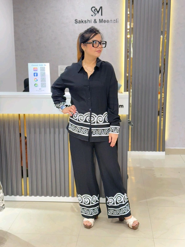 SKU  1931 Elegant Cordset With Beautiful Embroidery  - Free Size M To XL, Black