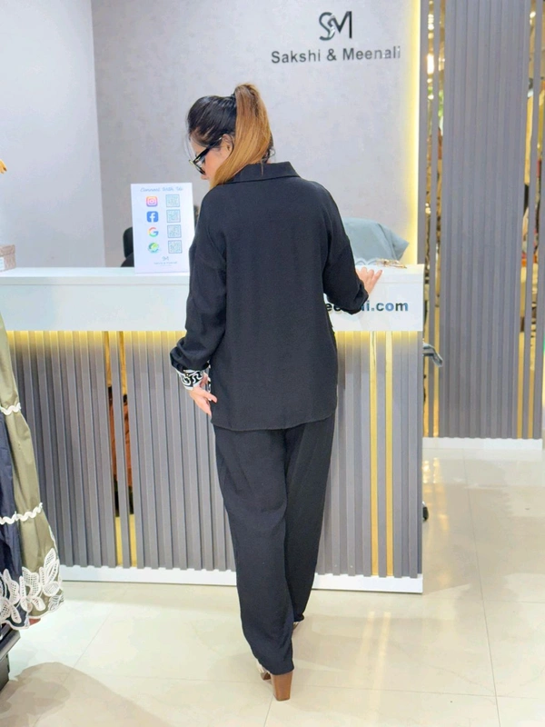 SKU  1931 Elegant Cordset With Beautiful Embroidery  - Free Size M To XL, Black