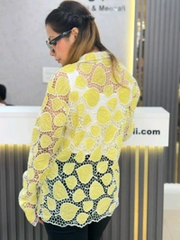 SKU  1929 Lace Shirt With Self Sequin  - Free Size M To XXL, Green yellow