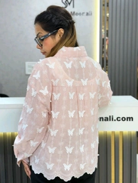 SKU 1933 Beautiful Shirt With Embroidery  - Free Size M To XXL, Pink