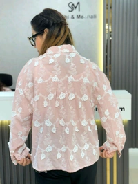 SKU 1933 Beautiful Shirt With Embroidery  - Free Size M To XXL, Pink