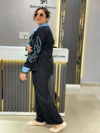 SKU 2006 Beautiful Cordset With Sequin Embroidery  - Black, Free Size M To XXl