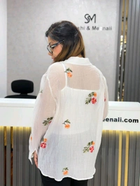 SKU 2021 Beautiful 2pec Shirt With Stud Detailing  - Free Size M To XXL, White