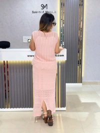 SKU 2025 Beautiful Knitted Dress  - Free Size M To XL, Pink