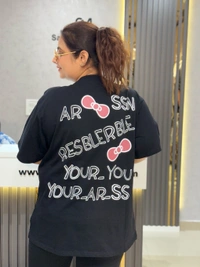 SKU 2027 Beautiful Tees With Puff Print - Free Size M To 4XL, Black