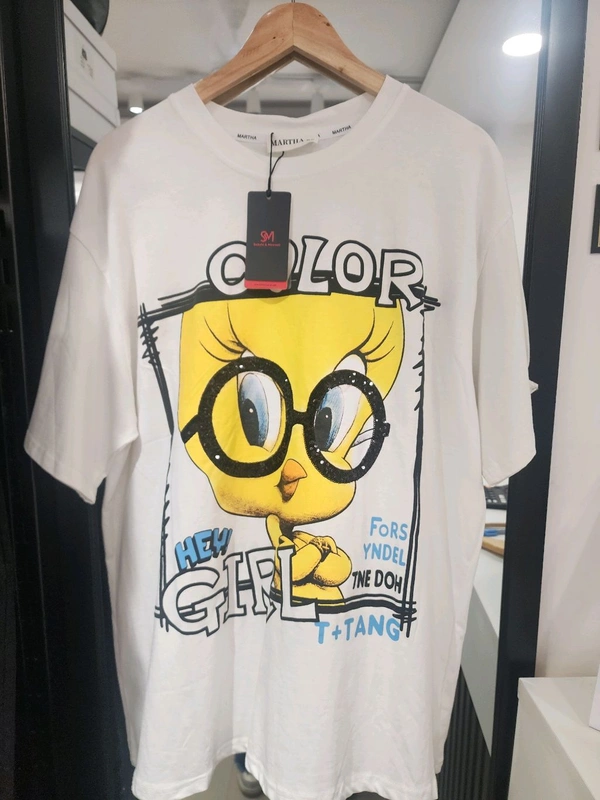 SKU 2027 Beautiful Tees With Puff Print - Free Size M To 4XL, White