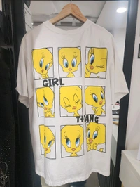 SKU 2027 Beautiful Tees With Puff Print - Free Size M To 4XL, White