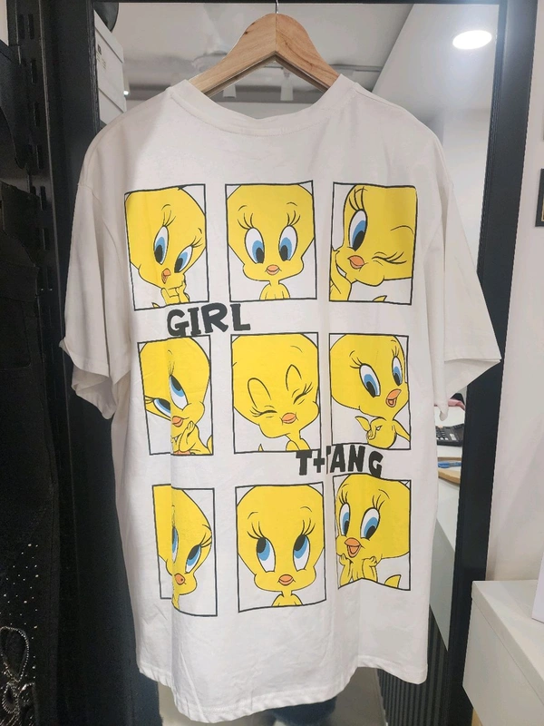 SKU 2027 Beautiful Tees With Puff Print - Free Size M To 4XL, White
