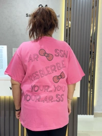 SKU 2027 Beautiful Tees With Puff Print - Magenta / Fuchsia, Free Size M To Xl