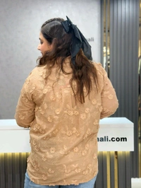 SKU 2029 Beautiful Shirt With Flower And Stud Detailing  - Free Size M To4 Xl, Beige