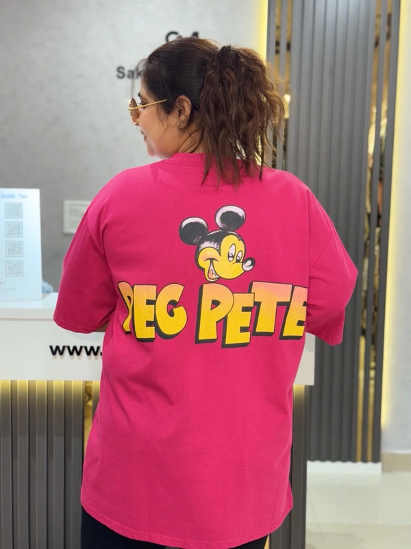 SKU 2030 Beautiful Tees With Mickey Design  - Hot Pink, Free Size M To 4Xl