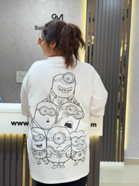 SKU 2031 Beautiful Tees With Minions Design  - Free Size M To 4Xl, White