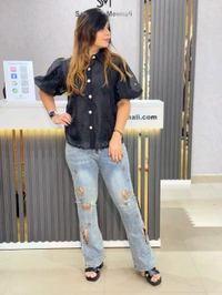 SKU 2046 Beautiful Denim Jeans - Free Size 28 To 36