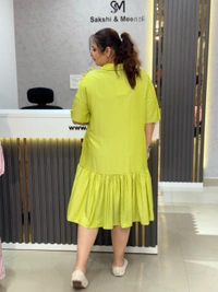 SKU 2047 Beautiful Dress With 3D Flower Detailing  - Free Size L TO 5XL, Green