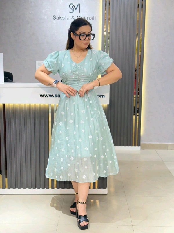 SKU 2061 Elegant Dress With Pastel Colour - Free Size M To XL, Light Blue