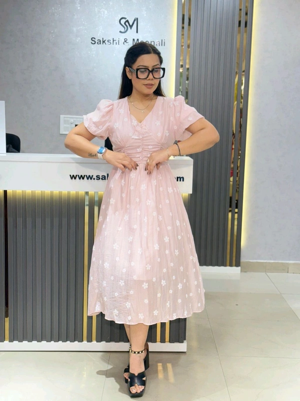 SKU 2061 Elegant Dress With Pastel Colour - Free Size M To XL, Pink