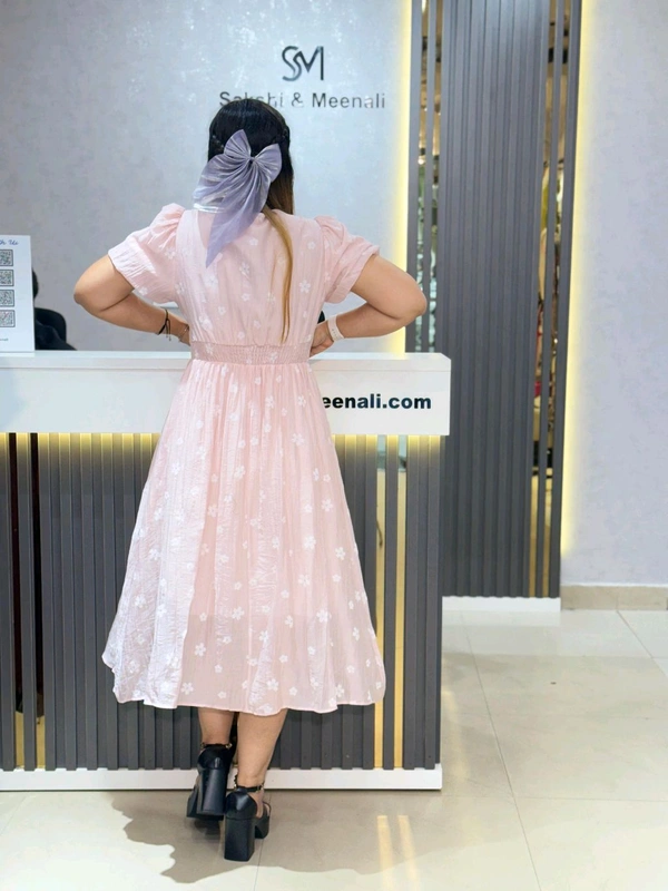 SKU 2061 Elegant Dress With Pastel Colour - Free Size M To XL, Pink