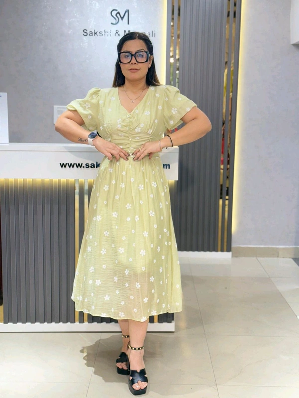 SKU 2061 Elegant Dress With Pastel Colour - Free Size M To XL, Thistle Green