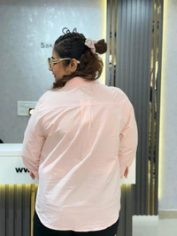 SKU 2069 Beautiful Cotton Shirt With Flower Embroidery  - Free Size M To XXL, Pink