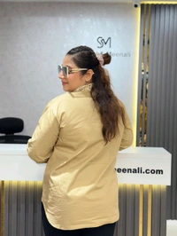 SKU 2070 Beautiful Shirt With Bow Detailing  - Free Size M To XXL, Brown