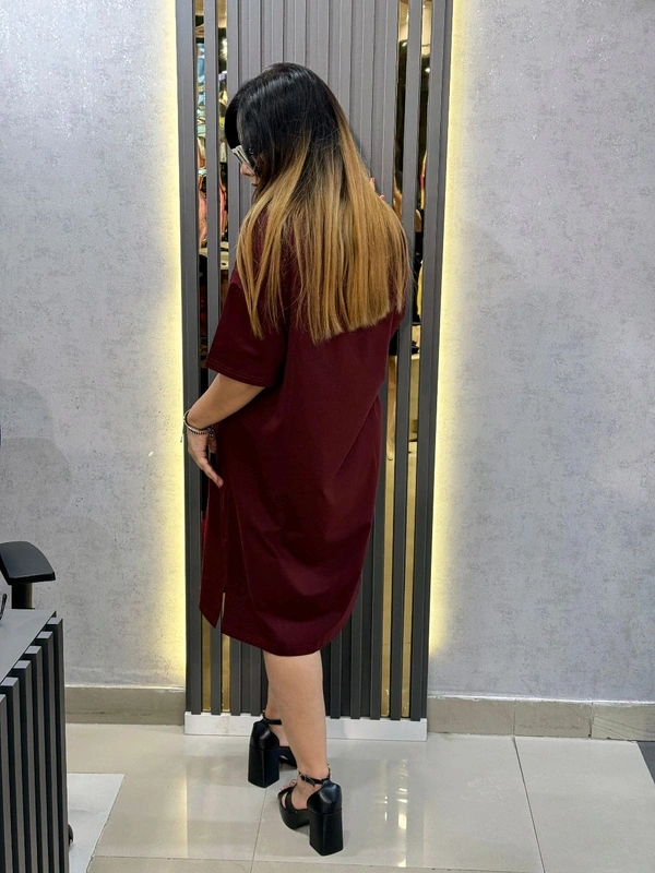 SKU 2078 Beautiful Dress With Bow Detailing  - Free Size M To XXXL, Maroon