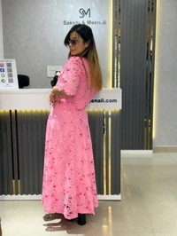SKU 2091 Beautiful Skirt Top With Hakoba Detailing  - Free Size M To XXL, Pink
