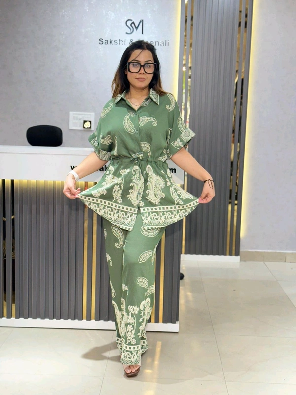 SKU 2092 Beautiful Cordset With Belt - Free Size M To XXL, White