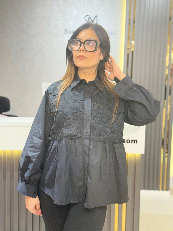 SKU 2101 Beautiful Cotton Shirt  - Black, Free Size M To xl