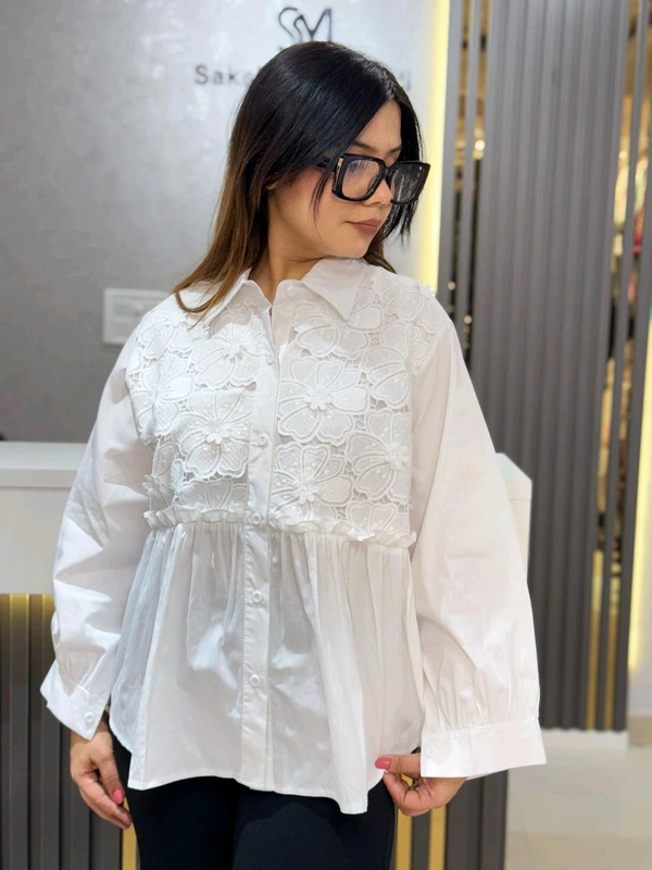 SKU 2101 Beautiful Cotton Shirt  - Free Size M To xl, White