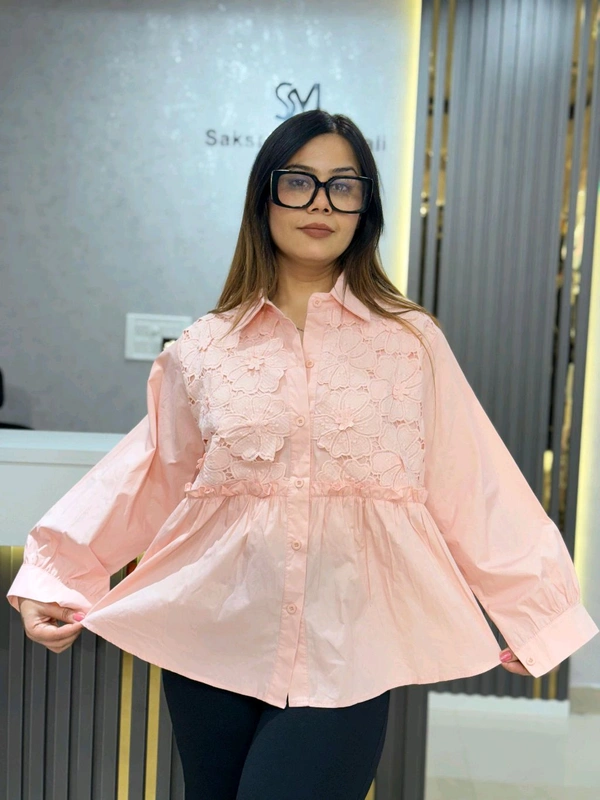 SKU 2101 Beautiful Cotton Shirt  - Free Size M To xl, Peach