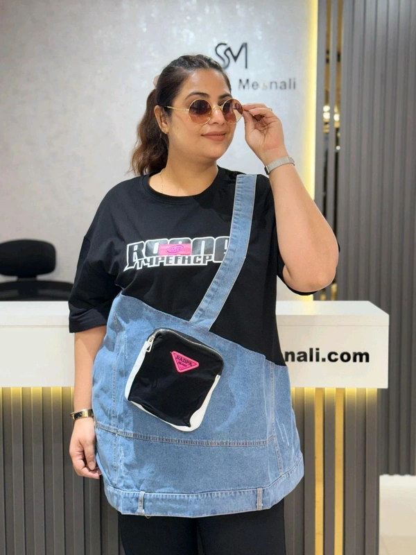 SKU 2119 Beautiful Denim Dress With Pocket - Black, Free Size L To 4Xl