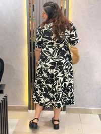 SKU 2117 Beautiful Florel Dress - Black, Free Size Xl To 4Xl
