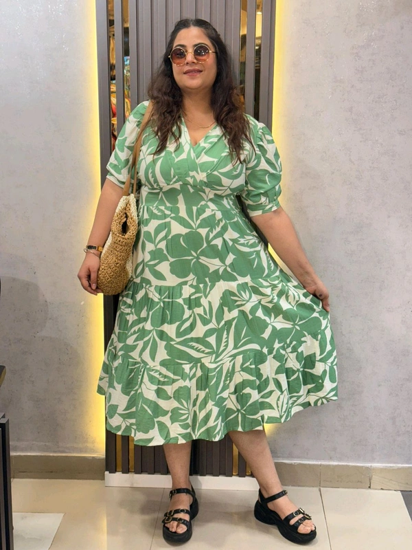 SKU 2117 Beautiful Florel Dress - Free Size Xl To 4Xl, Green