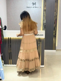 SKU 2120 Elegant Dress With Lace Detailing And Belt - Free Size M To Xl, Brown