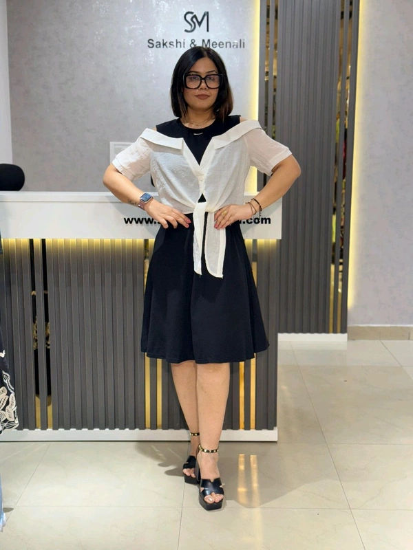SKU 2126 Beautiful Dress With Jacket Design  - Free Size M To XL, Black