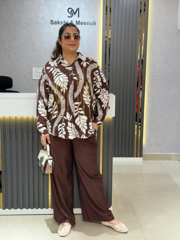 SKU 2121 Elegant Cordset With Sequin Detailing  - Free Size M To XXl, Brown