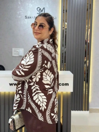 SKU 2121 Elegant Cordset With Sequin Detailing  - Free Size M To XXl, Brown