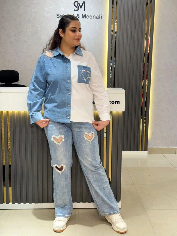 SKU 2134 Elegant Denim With Heart Design  - Blue, Size 28 To 38