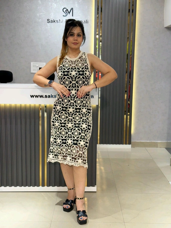 SKU 2126 Beautiful Dress With Inner - Free Size M To XL, Black