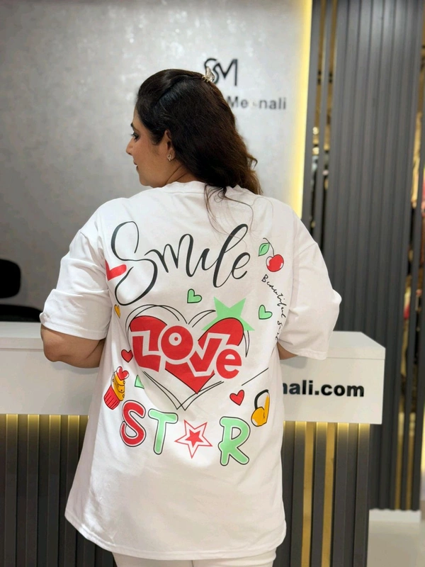 SKU 2138 Beautiful Tee With Labubu Detailing  - White, Free Size M To 4xl