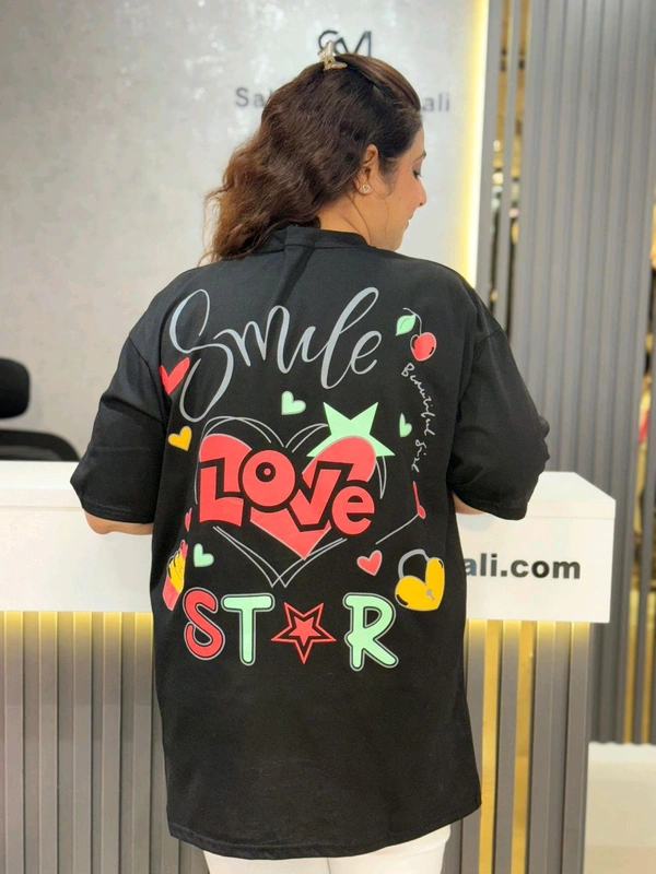 SKU 2138 Beautiful Tee With Labubu Detailing  - Free Size M To 4xl, Black
