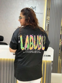 SKU 2139 Beautiful Tee With Labubu Detailing  - Free Size M To 4xl, Black