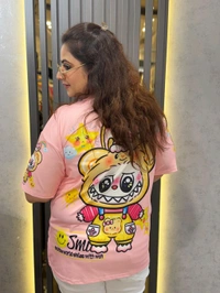 SKU 2140 Beautiful Tee With Labubu And Pearl Detailing  - Free Size M To XXL, White