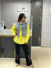 SKU 2144 Beautiful Shirt With Labubu And Detailing  - Free Size M To XXL, Neon Yellow