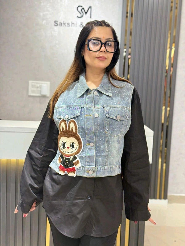 SKU 2144 Beautiful Shirt With Labubu And Detailing  - Free Size M To XXL, White